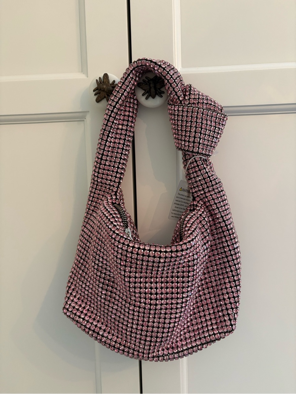 Urban Expressions Pink Crystal Rhinestone Shoulder Hobo Bag